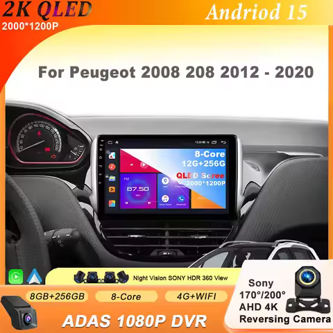 Android 15 For Peugeot 2008 208 2012 - 2020 2K QLED Carplay Autoradio Car Multimedia Video Player 8 