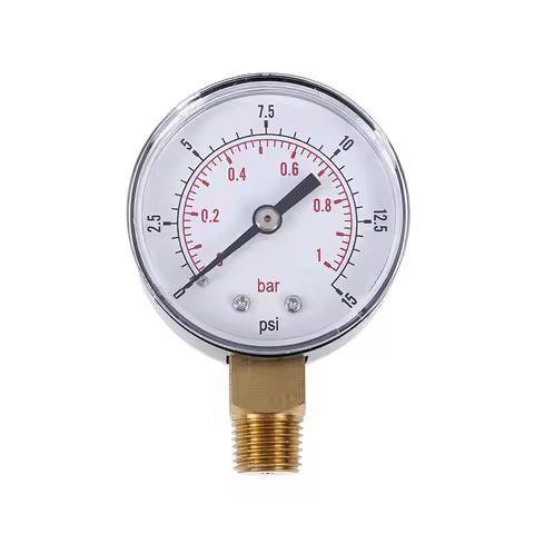 Low pressure gauge for fuel air oil gas water 50mm 0-15 PSI 0-1 bar 1/4 BSPT
