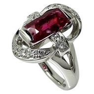 Size 10.5, 1.999ct Ruby, 0.18ct Diamond Ring, Pt900 Platinum, 10.7g, Women's