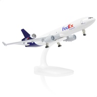 1/300 Scale FedEx MD-11 Freighter Model - White Alloy Aircraft with Blue Embellishments Realistic De