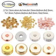 BeeBeecraft 10-100pcs Brass Spacer Beads Disc Disk Beads Golden for Jewelry Making