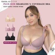 RARAKI PSFF 098 Plus Size Bra Seamless 3/4 Coverage Size 38-50 C/D/E Cup Soft-Ring Wire Cotton Span