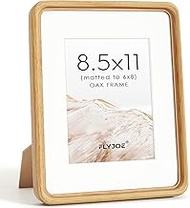 8.5 by 11 Picture Frame, USA-Sourced Natural Oak Wood Photo Frame with Tempered Glass, Handcrafted R