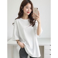 2Y793 1XL-5XL Tshirt Women Clothes Tshirt Crop Top Blouse T shirt Plus Size Woman Men And Women Roun