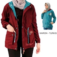 Uniqlo Jumbo Korean Style Women's Parka Jacket Imported Reversible Muslimah Long Korean Maroon Turki
