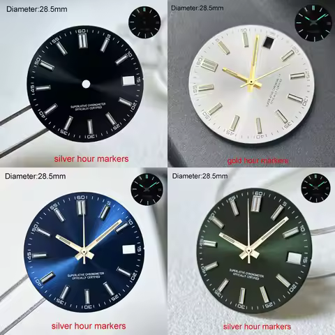 Blue Lumen 28.5mm S Logo NH35 Dial Olive Green Rose Gold Chocolate Dial for NH35 Movement Date_Just 