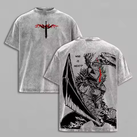 Goblin Slayer Anime T-shirt Vintage Washed Oversized T Shirt Men Women Clothing Summer Casual Short 
