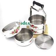 [READY STOCK] 16cm Stainless Steel 4 Tier Tiffin for Food Organizer Steel Lunch Box, Mangkuk Tingkat