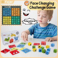 Face Changing Building Blocks Board Game Expression Wooden Puzzle Blocks Educational Toys Challenge 