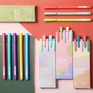 5Pcs/Box Morandi Colourful Ink Gel Pen Set 0.5mm Point Ballpoint Pens Writing Student School Pens Of