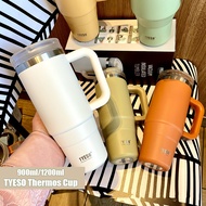 900ML/1200ML 40oz Tumbler Thermos Flask with Handle Straw Mouth Opening Drink 304 Stainless Steel Keep Warm Cold Water Bottle  Vacuum Flask Mug