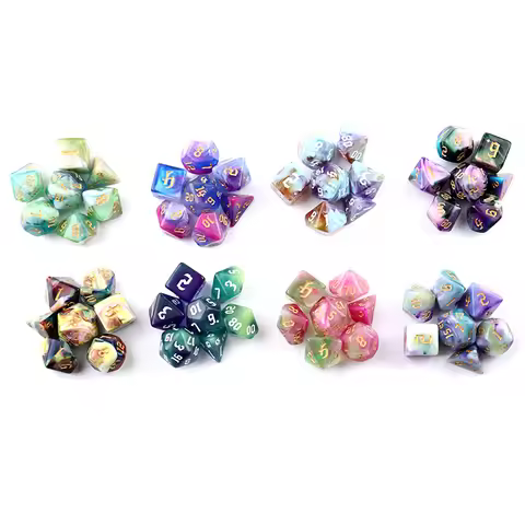 Polyhedral 7-Dice Two-Tone Swirl-DND Dice Set for RPG/MTG D4 D6 D8 D10 D% D12 D20 Dice Games 7pcs/se