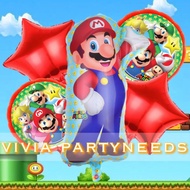 5PCS Super Mario Foil Balloon Theme Birthday Party Decoration