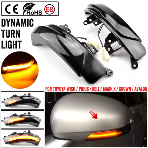 2PCS LED Dynamic Turn Signal Light For Toyota Camry Prius REIZ Wish Mark X Crown Avalon IQ EQ EV SAI