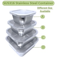 1PC 316 Stainless Steel Kotak Makanan / 316 Stainless Steel Box With Lid Food Container Fresh-Keepin