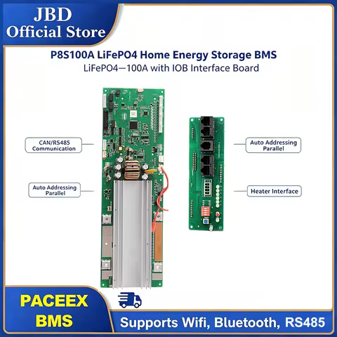 PACEEX LifePO4 BMS 16S 100A 200A Support WiFi Bluetooth Battery Protection Board CAN RS485 RS232 Com