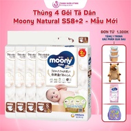 Carton of 4 Packs of Moony Natura Diapers Size S58+2 - Soft White Moony for Babies 4 Kg to 8 Kg - Th