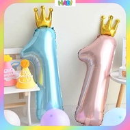 Number 1 Crown Balloon/Number 1 Balloon with Bow for Birthday Decoration, Baby Shower, Cute Big Numb
