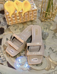 Sandal Selop Zara Flat Pita Datar Glossy Sandal Wanita Terbaru Kode SMU12