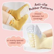 [3/4 Pairs Box Set] Baby Anti-slip Socks 6 months to 5 years old Cotton Rubber Soft Socks Non-Slip A