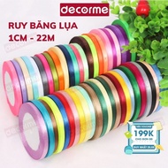 Colorful Decorme 25yards 1cm plain ribbon roll used to make bows and decorate gift wrapping bouquets
