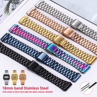 18mm Stainless Steel Straps for  CASIO A158/A159/A168/A169 /B650 /AQ230 /AE500W Three Beads Metal Wa