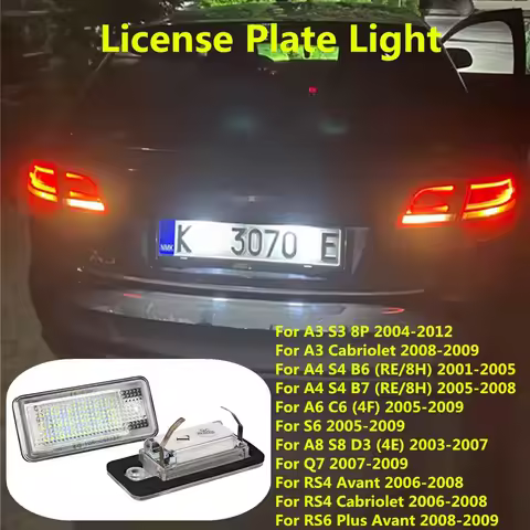 2PCS Error Free White LED Car License Plate Light Bulbs Accessories For AUDI A4 S4 B6 B7 A3 8P S3 A8