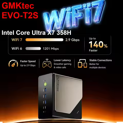 GMKtec EVO-T2S Core Ultra X7 358H MINI PC Gamer LPDDR5X 64GB 8533MT/s PCIe SSD WiFi7 BT5.4 10G LAN O
