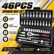 46Pcs Socket Wrench Toolbox Auto Repair Team Wrench Ratchet Wrench Set Household Repair Tools
