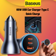 ฺBaseus 65W  หัวชาร์จ ที่ชาร์จในรถ(2Typec + USB) car charger quick charge หัวชาร์จบนรถ ที่ชาร์จในรถย