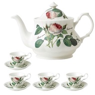 英國RK Redoute Rose浪漫淺玫瑰系列下午茶具5件組 (1壺4杯盤)