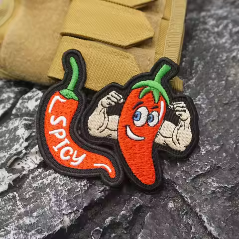 Funny Spicy Pepper Embroidered Patch with Iron-On Backing, Sewable/Ironable Applique for Clothing an
