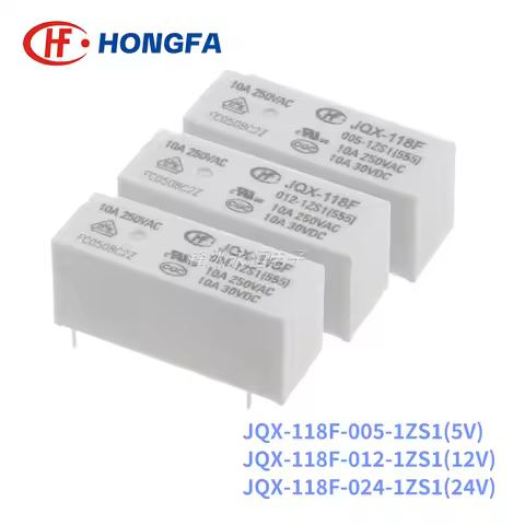 10Pcs New HF Relay JQX-118F-005-1ZS1 JQX-118F-012-1ZS1 JQX-118F-024-1ZS1 HF118F 012 1ZS1 10A 5PIN 5V