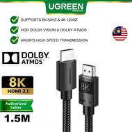 UGREEN HDMI To HDMI 2.1 Cable 8K 60Hz 4K 120Hz 48Gbps HDR Dolby Vision eARC Dolby Atmos Braided Laptop Monitor Projector