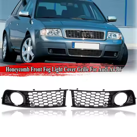 Car Front Bumper Fog Light Lamp Grille Cover Black Honeycomb Mesh Grill For Audi A4 B6 2001-2005 8E0