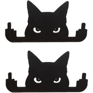 gofidin 2PCS Funny Wooden Middle Finger Cat Black Cat Garden Yard Art Decoration for Cat Lovers Home
