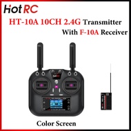 HOTRC HT-10A 10CH 2.4G Transmitter Color Screen Remote Controller With F-10A Receiver For RC Aircraf