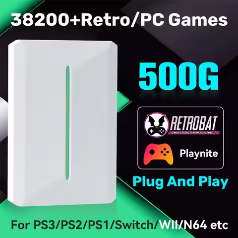 PR500G Retro Game HDD for PS3/PS2/PS1/N64 Portable Emulator Game Hard Drive with 38000+ Games Dual O