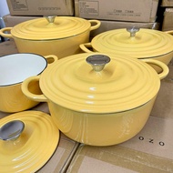 QM👍[Goose Yellow]Exported to Japan Enamel Pot Cast Iron Pot Stew Pot Soup Pot Household Non-Stick Enamel Pan Induction C