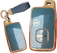 TECART Key Case Fit for Toyota 86 Crown Soft TPU Key Fob Keychain Key Shell Box Accessories Protector 3 button, R-grey, R-keychain