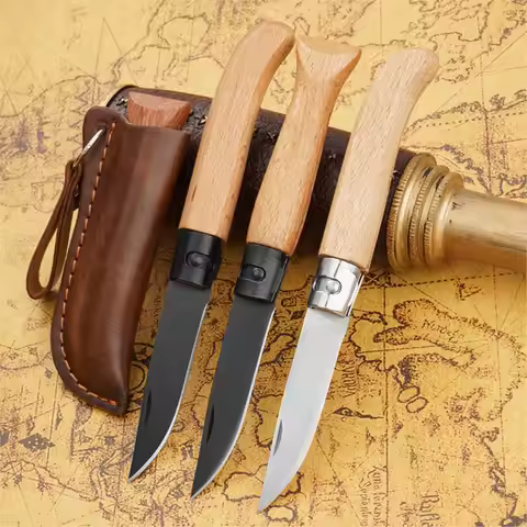 Stainless Steel Outdoor Knife Survival Hunting Knife Comfortable Wood Handle Quality 3CR13 Steel Cam