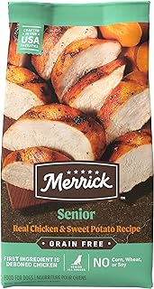 Merrick Grain Free Senior Dry Dog Food Real Chicken &amp; Sweet Potato Recipe - 22 lb. Bag