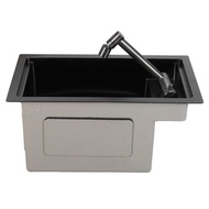 Stainless Steel Foldable Faucet Single Bowl Sink with Lid for Laundry Wet Bar Prep Office Outdoor Ya