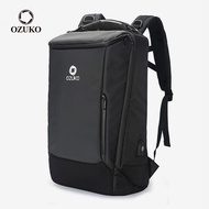 OZUKO Men Large Capacity Laptop Backpack Waterproof Oxford USB Charging Business Travel Bag