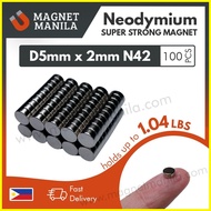 ∇ Magnet Manila D5mm X 2mm Neodymium Magnet N42 Super Strong Earth Permanent Disc Round