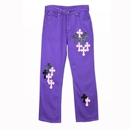 DQVM Chrome Hearts Four Seasons New Violet Patchwork Cross Jeans Couple Style