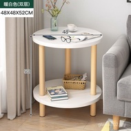 Living Room Bedroom Table Simple Mini Small Double-Layer Shelf Round Table Side Bedside Table Sofa N