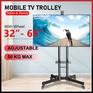 Tv Stand Portable Mobile TV Trolley Stand Movable LCD LED Tripod Bracket 32" To 65'' ( ready stock)