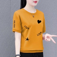 【M-4XL】Baju T Shirt Women Tshirt Retro Shirt Baju Perempuan Korean Style Woman Shirt Vintage Shirt V