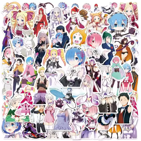 50pcs Re:Life in a Different World From Zero Anime Stickers Cute Rem Cartoon Sticker Notebook Phone 
